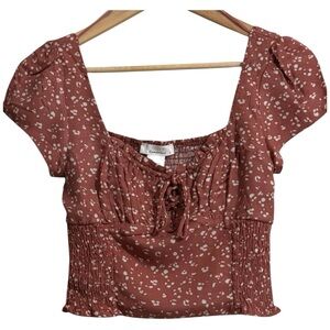 Urban ROMANTICS Floral Rust Cropped Top Size S